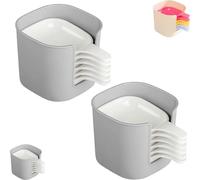 Genérico Dipping Sauce Plate and Holder, 6pcs Mini Home Kitchen Seasoning Sauce Dishes Bowls, Used to Hold Seasonings, Barbecue and Party Dinner (White*2)
