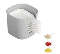 Genérico Dipping Sauce Plate And Holder Set, 6 pcs Dipping Sauce Plate And Holder, Mini DippingBowls with Handle, for Ketchup, Soy, Barbecue and Party Dinner (White)