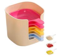 Genérico Dipping Sauce Plate And Holder Set, 6 pcs Dipping Sauce Plate And Holder, Mini DippingBowls with Handle, for Ketchup, Soy, Barbecue and Party Dinner (Color Mix)