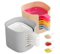 Genérico Dipping Sauce Plate And Holder Set, 6 pcs Dipping Sauce Plate And Holder, Mini DippingBowls with Handle, for Ketchup, Soy, Barbecue and Party Dinner (2 in 1)
