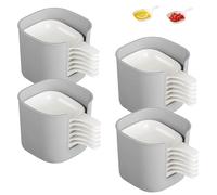 Genérico Dipping Sauce Plate and Holder Set, 6 Pcs Dipping Sauce Plates And Holder, Mini Home Kitchen Seasoning Sauces, for Soy, ketchup, Barbecue and Party Dinner, Space-Saving Design (White,4PCS)