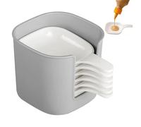 Genérico Dipping Sauce Plate and Holder Set, 6Pcs Plastic Dipping Dish with Storage Box Mini Home Kitchen Seasoning Sauce Dishes Bowls,for ketchup, Soy, Barbecue & Party Dinner (1 Set)