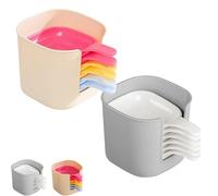 Genérico Dipping Sauce Plate And Holder Set, 7PCS Plastic Dipping Bowls with Storage Box, Mini DippingBowls with Handle, for Ketchup, Soy, Barbecue and Party Dinner (Multicolor+White)