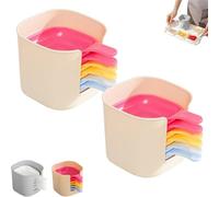 Genérico Dipping Sauce Plate And Holder Set, 7PCS Plastic Dipping Bowls with Storage Box, Mini DippingBowls with Handle, for Ketchup, Soy, Barbecue and Party Dinner (Multicolor*2)