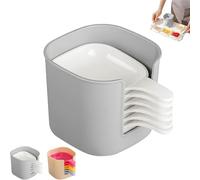 Genérico Dipping Sauce Plate And Holder Set, 7PCS Plastic Dipping Bowls with Storage Box, Mini DippingBowls with Handle, for Ketchup, Soy, Barbecue and Party Dinner (White*1)