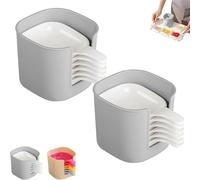 Genérico Dipping Sauce Plate And Holder Set, 7PCS Plastic Dipping Bowls with Storage Box, Mini DippingBowls with Handle, for Ketchup, Soy, Barbecue and Party Dinner (White*2)