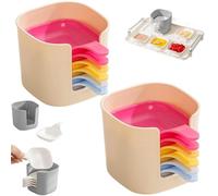 Genérico Dipping Sauce Plate and Holder Set, Mini Home Kitchen Seasoning Sauce Dishes Bowls, 6Pcs Plastic Dipping Dish with Storage Box, for Condiments, Snacks, and Fruits (Colorful*2)