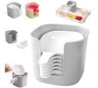 Genérico Dipping Sauce Plate and Holder Set, Mini Home Kitchen Seasoning Sauce Dishes Bowls, 6Pcs Plastic Dipping Dish with Storage Box, for Condiments, Snacks, and Fruits (White)