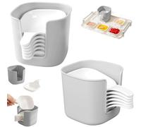 Genérico Dipping Sauce Plate and Holder Set, Mini Home Kitchen Seasoning Sauce Dishes Bowls, 6Pcs Plastic Dipping Dish with Storage Box, for Condiments, Snacks, and Fruits (White*2)
