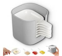 Genérico Dipping Sauce Plate and Holder Set, Reputatioin 6 pcs Dipping Sauce Plate And Holder, with Handle Storage Box, for Family gathering, Parties (Gray White,1PCS)