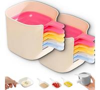 Genérico Dipping Sauce Plate and Holder Set, Reputatioin 6 pcs Dipping Sauce Plate And Holder, with Handle Storage Box, for Family gathering, Parties (Multicolor,2PCS)
