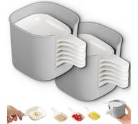 Genérico Dipping Sauce Plate and Holder Set, Reputatioin 6 pcs Dipping Sauce Plate And Holder, with Handle Storage Box, for Family gathering, Parties (Gray White,2PCS)