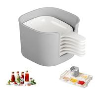 Genérico Dipping Sauce Plate and Holder Set, with Storage Box Mini Home Kitchen Seasoning Sauce Dishes Bowls Plate Serving Tray, 6/12/18 Pcs Dipping Sauce Plate & Holder Set (White)
