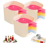 Genérico Dipping Sauce Plate and Holder Set, with Storage Box Mini Home Kitchen Seasoning Sauce Dishes Bowls Plate Serving Tray, 6/12/18 Pcs Dipping Sauce Plate & Holder Set (colorful 3pcs)