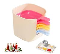 Genérico Dipping Sauce Plate and Holder Set, with Storage Box Mini Home Kitchen Seasoning Sauce Dishes Bowls Plate Serving Tray, 6/12/18 Pcs Dipping Sauce Plate & Holder Set (colorful)
