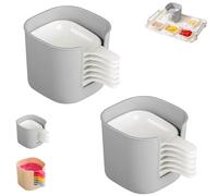 Genérico Dipping Sauce Plate & Holder Set,6-Piece Mini Dipping Bowls with Handle and Stackable Storage Box,Plastic Soy Sauce Dishes for Ketchup,Wasabi,Condiments,Dessert,and Party Use (2PC*A)
