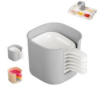Genérico Dipping Sauce Plate & Holder Set,6-Piece Mini Dipping Bowls with Handle and Stackable Storage Box,Plastic Soy Sauce Dishes for Ketchup,Wasabi,Condiments,Dessert,and Party Use (A)