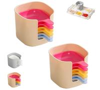 Genérico Dipping Sauce Plate & Holder Set,6-Piece Mini Dipping Bowls with Handle and Stackable Storage Box,Plastic Soy Sauce Dishes for Ketchup,Wasabi,Condiments,Dessert,and Party Use (2PC*B)