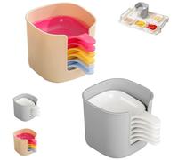 Genérico Dipping Sauce Plate & Holder Set,6-Piece Mini Dipping Bowls with Handle and Stackable Storage Box,Plastic Soy Sauce Dishes for Ketchup,Wasabi,Condiments,Dessert,and Party Use (A+B)