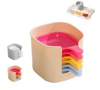Genérico Dipping Sauce Plate & Holder Set,6-Piece Mini Dipping Bowls with Handle and Stackable Storage Box,Plastic Soy Sauce Dishes for Ketchup,Wasabi,Condiments,Dessert,and Party Use (B)
