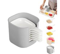 Genérico Dipping Sauce Plate & Holder Set, 7 Pcs Dipping Sauce Plate, Plastic Dipping Dish, Mini Home Kitchen Seasoning Sauce Dishes Bowls, for Ketchup, Soy, Barbecue and Party Dinner (Gray,1Set)