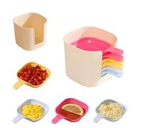Genérico Dipping Sauce Plate & Holder Set, Mini Dipping Bowls with Handle, Plastic Soy Sauce Dish, Condiments & Snacks - Space-Saving (Colorful)