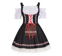 Genérico Dirndl - Vestido para mujer, Oktoberfest con hombros descubiertos, traje tradicional de encaje, vestido Midi Bordado, traje Wiesn Festival Popular Celebración para Carnaval Halloween, Negro