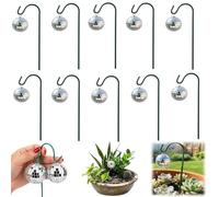 Genérico Disco Ball Garden Stake,Silver Crackle Glass Mirror Disco Ball Plant Bulb,Reflective Rainbow Mirror Ball Plant Hanger with Green Hook,Outdoor Waterproof Ornament for Patio Lawn Pathway