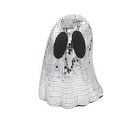 Genérico Disco Ball Ghost, Halloween Table Decor, Glitter Foam Ghost, Mirror Glass Shine Accent for Tiered Tray Display, Spooky Centerpiece for Mantle Shelf or Home Desk Setup