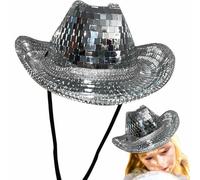 Genérico Disco-Cowboy-Hut | Pailletten-Disco-Kugel-Spiegelhut - Atemberaubender Bachelor-Partyhut für Damen und Herren, Tanz, Bühne, Club, Bar