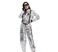 Genérico Disfraces Astronauta para Mujer y Hombre, Espacio Exterior Mono Disfraces para Carnaval, Juego Completo con Detalles de Casco, Disfraz de Escenario, Disfraz para Grupos de Fiesta