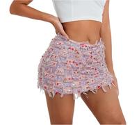 Genérico Disfraces Carnaval Faldas Lentejuelas Mujer Sexy Faldas Brillo Popular Minifalda Primavera Vestido Dorado Navidad Rosa Claro M 2025