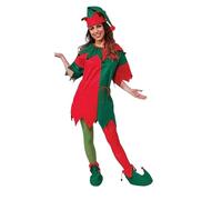 Genérico Disfraces De Carnaval Mujer Elfo Navidad Verde Con Lazos Para Fiesta Y Cosplay. Traje Duende Papa Noel Falda Corta Y Cascabeles. Disfraz Navideno Original