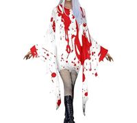Genérico Disfraces De Carnaval Mujer Vestido Asimetrico Sangre Lazada Para Halloween Y Actuaciones. Traje Diablesa Rojo Negro Volantes. Disfraz Demonio Ardiente