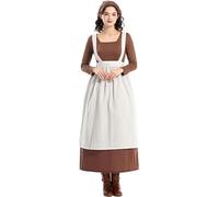 Genérico Disfraces De Carnaval Mujer Vestido Largo Manga Larga Corte Elegante Para Eventos Historicos. Traje Camarera Cafe Colonial Con Cofia. Disfraz Doncella Epoca Renacentista