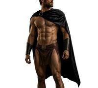 Genérico Disfraces Medievales Hombre Adulto Brazal Armadura Capa Cosplay Juego Rol Espartano Romano Vikingo Disfraz Medieval Hombre Guerrero Histórico Valiente Luchador Legendario Bárbaro Protector