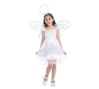 Genérico Disfraz Ángel Niña Blanco, Traje de Angel, Disfraces Angelito, Disfraces Navideños, Disfraz Navidad y Halloween
