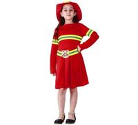 Genérico Disfraz Bombera para niña Disfraz Bombera Niña Vestido Uniforme con Gorro Disfraz Carnaval Niña Profesiones Uniforme Rojo Desfiles Teatro Actuaciones Regalo