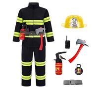 Genérico Disfraz Bombero NiñO 8 Pcs Traje Infantil con Accesorios Juego De rol De Bombero para Disfraces EducacióN sobre Simulacros De Incendio para NiñOs De 1a 16 AñOs (3-Yellow, 12-13 Years)