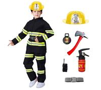 Genérico Disfraz Bombero NiñO 8 Pcs Traje Infantil Con Accesorios Juego De Rol De Bombero Para Disfraces EducacióN Sobre Simulacros De Incendio Para NiñOs De 1a 16 AñOs