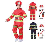 Genérico Disfraz Bombero Niño. Disfraces De Bombero Infantil 3-8 Años- Chaqueta, Gorro, Accesorios. Disfraces De Bomberos Para Fiestas, Carnaval Y Halloween