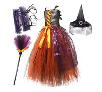 Genérico Disfraz da per Bambina Piccola - Vestito di Halloween con Cappello e Tulle - Abito daa Streghetta per Carnevale o Festa a Tema - Travestimento per Neonate e Bimbe