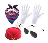 Genérico Disfraz De Azafata De Vuelo,5 Piezas De Divertido Para Fotos De Asistentes,Juego De Sombreros De Azafata | Para Uso Diario Interior Exterior Cumpleaños Hogar Vacaciones San Vale