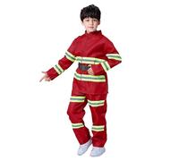 Genérico Disfraz de Bombero para Niños, Traje de Bombero Infantil con Accesorios, Juego rol Bombero para Disfraces, Educación sobre Simulacros Incendio,Niños Y Niñas 3 A 12 Años (Red-D, 8-9 Years)