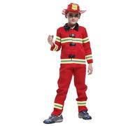 Genérico Disfraz de Bombero para Niños, Traje de Bombero Infantil con Accesorios, Juego rol Bombero para Disfraces, Educación sobre Simulacros Incendio,Niños Y Niñas 3 A 12 Años (Red-F, 6-9 Years)