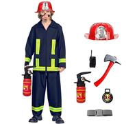 Genérico Disfraz de Bombero para Niños, Traje de Bombero Infantil con Accesorios, Juego rol Bombero para Disfraces, Educación sobre Simulacros Incendio,Niños Y Niñas 3 A 12 Años (Navy-A, 4-5 Years)