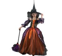 Genérico Disfraz de bruja para niños pequeños, chicas de vestir de bruja, disfraz de cosplay, dulces o atuendos de ácido para niñas, niños, pequeños de Halloween-Hexe