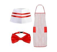 Generico Disfraz de camarero | Poliéster, 110 g, delantal 80 x 60 cm | Tema Popcorn Ropa Papel | Para Carnaval Cosplay Cumpleaños, Sombrero Pajarita Incluido