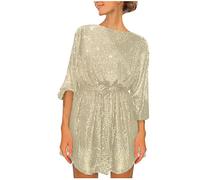 Genérico Disfraz de Carnaval Mujer Disfraces Talla Grande Ropa Fiesta Increibles Vestido de Fiesta Disfraces Carnaval de Lentejuelas de Epoca Vestidos de Mujer Elegantes Dorado S