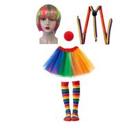 Genérico Disfraz de,con Peluca y Conjunto,Accesorios de Disfraz de Circo de 5 Piezas - para Adultos Mujeres Hombres Cosplayer Carnaval Mascaradas y Eventos Festivos